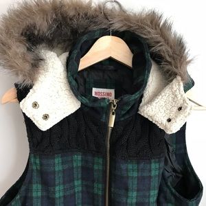 Mossimo Green & Black Hooded Winter Coat Vest